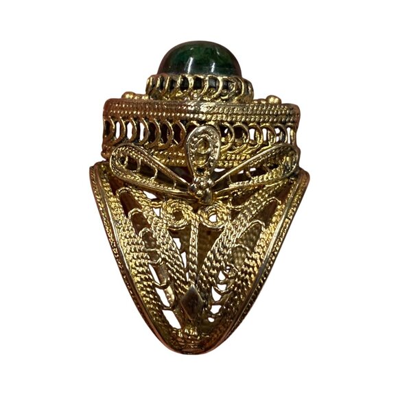 Vintage Gold Tone Filigree Eilat Stone Adjustable Ring Size 8 - Picture 11 of 13